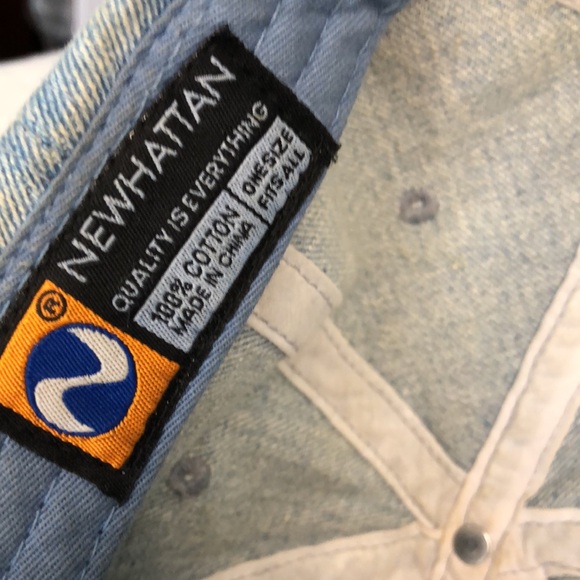 NEWHATTAN GOD IS DOPE light blue denim baseball cap. One Size Adult. - Picture 7 of 9